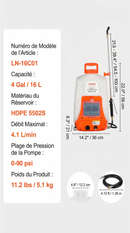 Vevor - Pulvérisateur Électrique à Dos 16 L