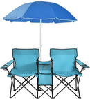 Chaise camping 2 places avec parasol — GOPLUS pliante