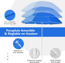 Chaise camping 2 places avec parasol — GOPLUS pliante