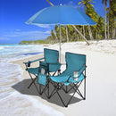 Chaise camping 2 places avec parasol — GOPLUS pliante