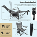 GOPLUS Chaise Longue de Camping Pliable — Dossier inclinable 110-135°, repose-pieds amovible, porte-boisson & sac de transport inclus